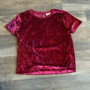 Hollister Red Crushed Velvet Short Sleeve Top